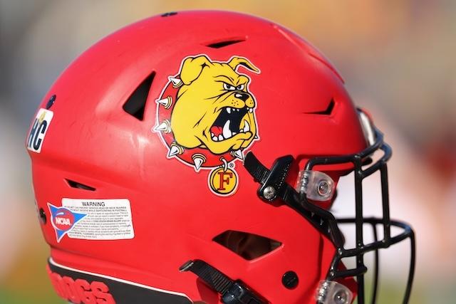 The Ferris State football helmet at the DII football championship game. 