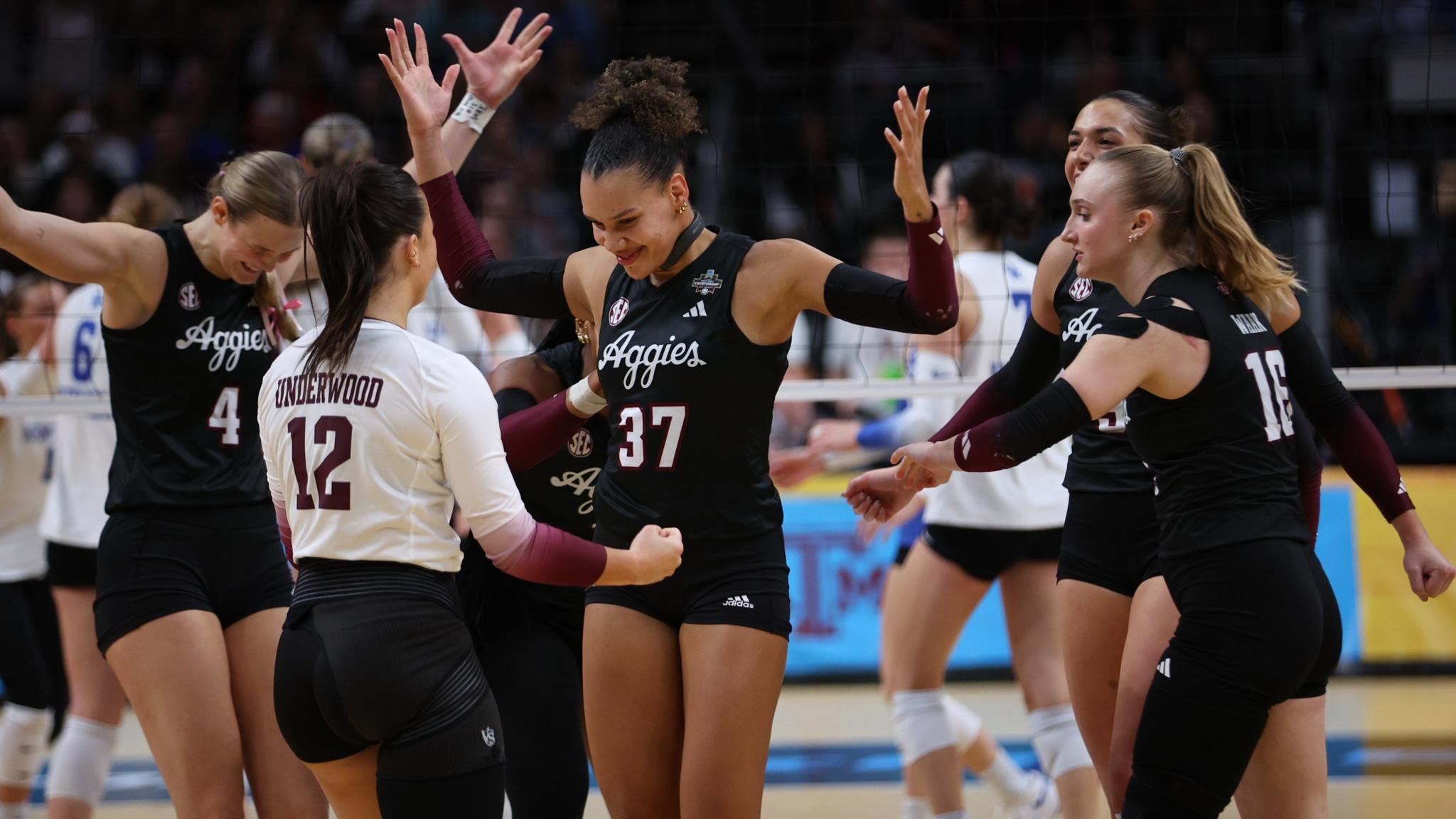 Kyndal Stowers is an outside hitter for Texas AM