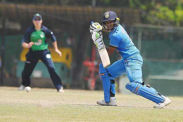 Deepti Sharma (above) put on a 174-run stand for the opening wicket with Thirushkamini