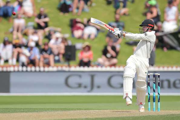 Henry Nicholls was unbeaten on 66 at Tea on Day 2.