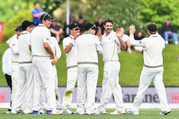 De Grandhomme, who was the first-change bowler, was impressive with his bowling complementing the conditions of a green surface well enough to yield results.