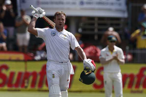 de Villiers exults after crossing the nervous 90s