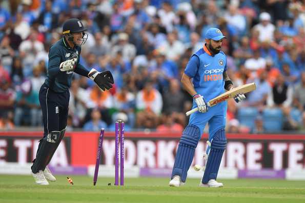 A slow start and the key wicket of Virat Kohli meant that India weren't able to get the thrust to their innings