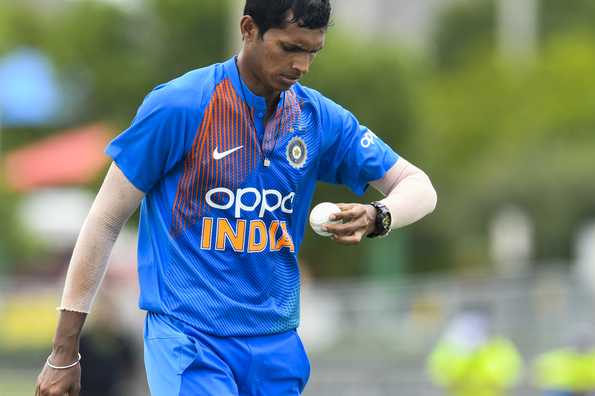 Navdeep Saini returned figures of 3 for 17 in his debut T20I