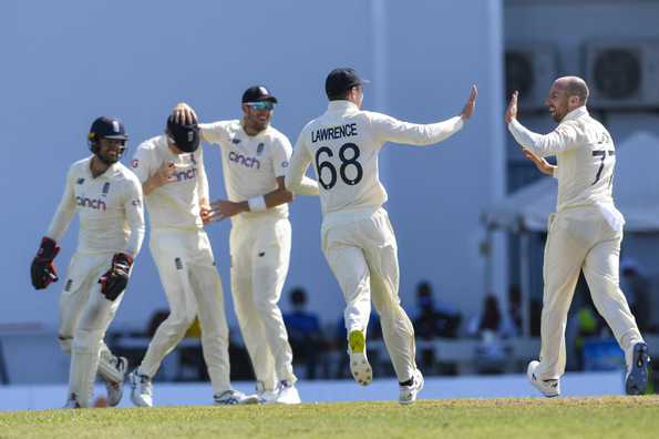 Jack Leach picked two of the three wickets to fall this session