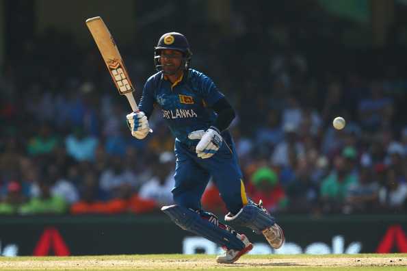 Kumar Sangakkara struggled to get his timing right on a two-paced Sydney wicket.