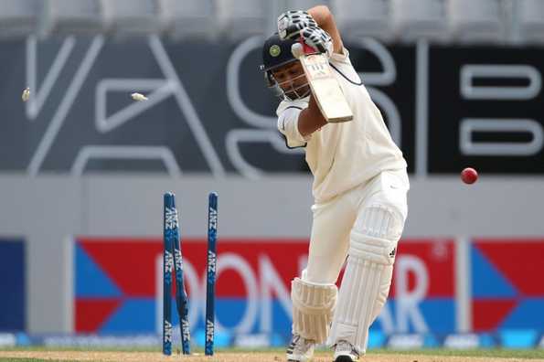 Rohit Sharma is bowled by Trent Boult.