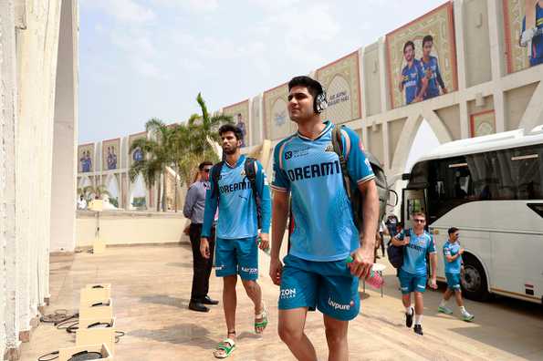 File Photo: Shubman Gill and GT arrive for practice. 
