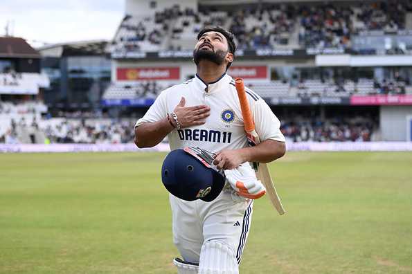 Pant walks back after a terrific 118 in the second innings 