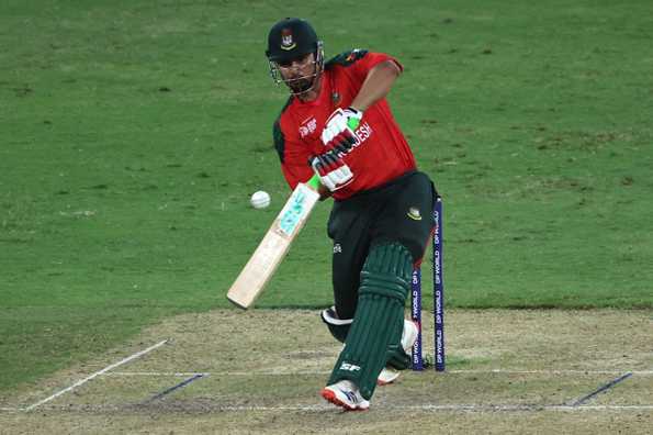 Nurul Hasan plays a shot during Bangladesh's defeat