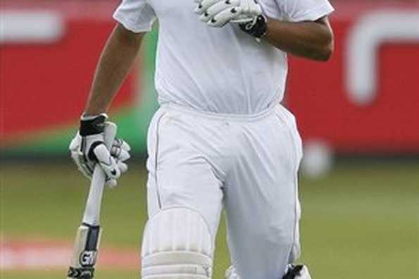 England's Ravi Bopara celebrates reaching a century at Lord's cricket ground on May 6 in London. Former cricketers Mike Atherton and Derek Pringle heaped praise on Bopara for his "sublime" century on the first day of England's series opener with the West Indies at Lord's.