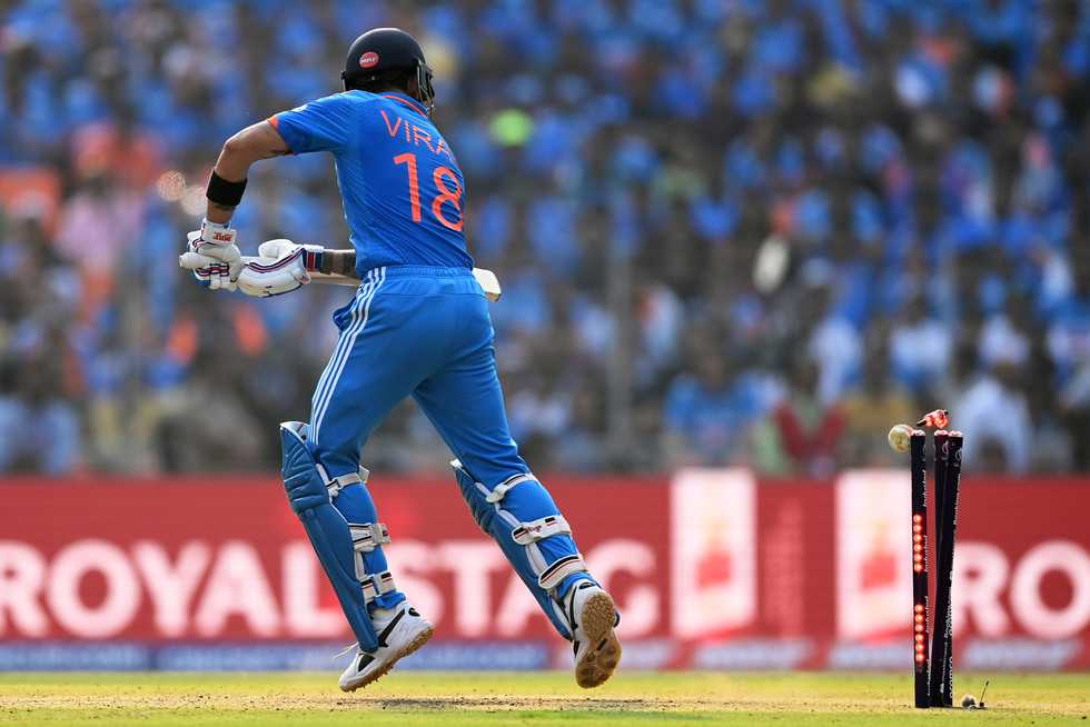 It was a good 15 seconds after Kohli had dragged Pat Cummins delivery back onto his stumps that he began to drag himself off the field